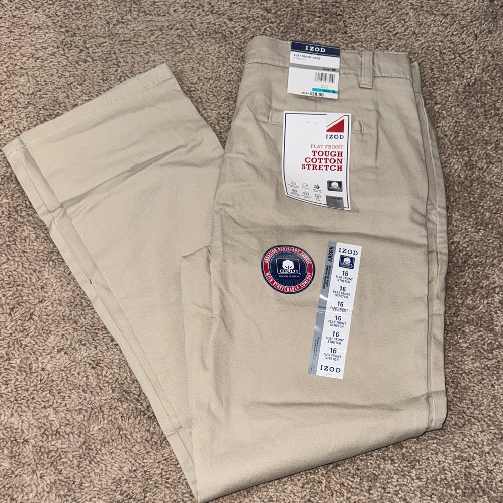 Izod Boys Khaki Cotton Stretch pants